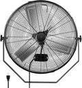 24 Inch Industrial Wall Mount Fan, 3 Speed Commercial Ventilation Metal Fan For Warehouse, Greenhouse, Workshop, Patio, Factory And Basement High Velocity Black Metal