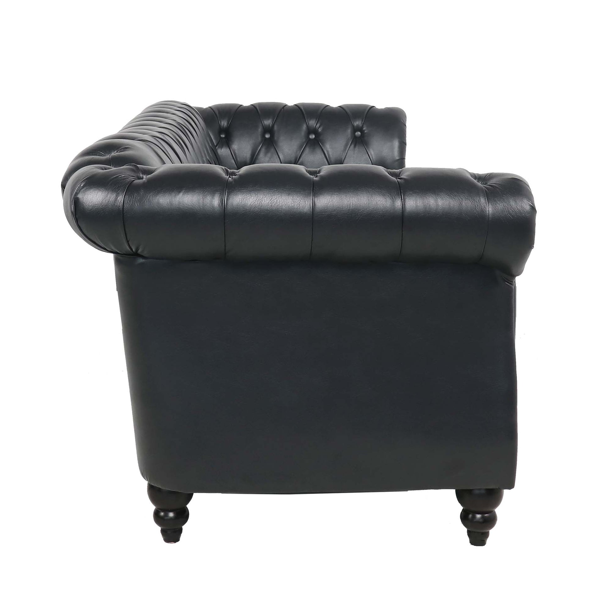 3 Piece Configurable Living Room Set Black Pu