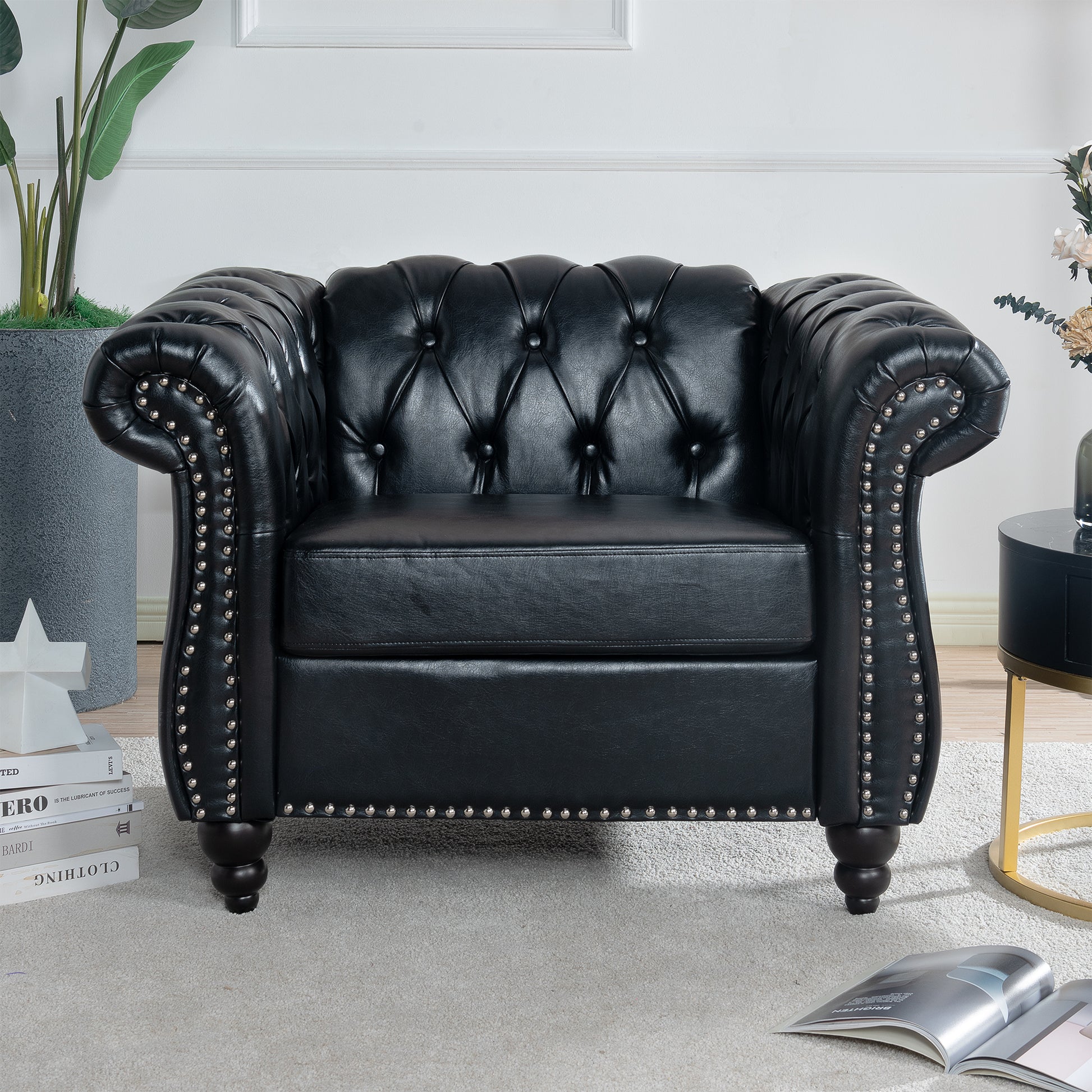 3 Piece Configurable Living Room Set Black Pu