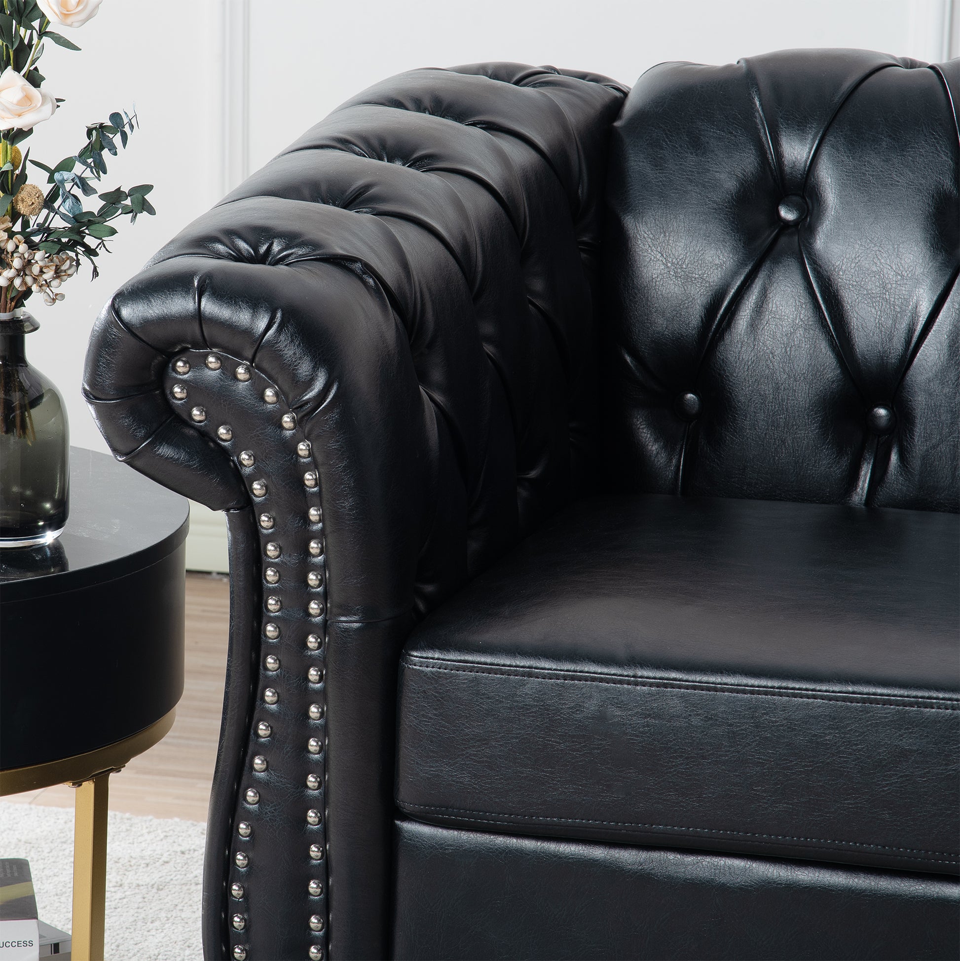 1 Seater Sofa For Living Room Black Pu