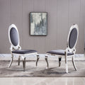 Velvet Dining Chair With Oval Backrest Set Of 2, Stainless Steel Legs, Size: 22