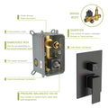 Dual Shower Head 12 Inch Wall Mounted Square Shower System With Rough In Valve,Matte Black Matte Black Stainless Steel