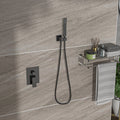 Dual Shower Head 12 Inch Wall Mounted Square Shower System With Rough In Valve,Matte Black Matte Black Stainless Steel