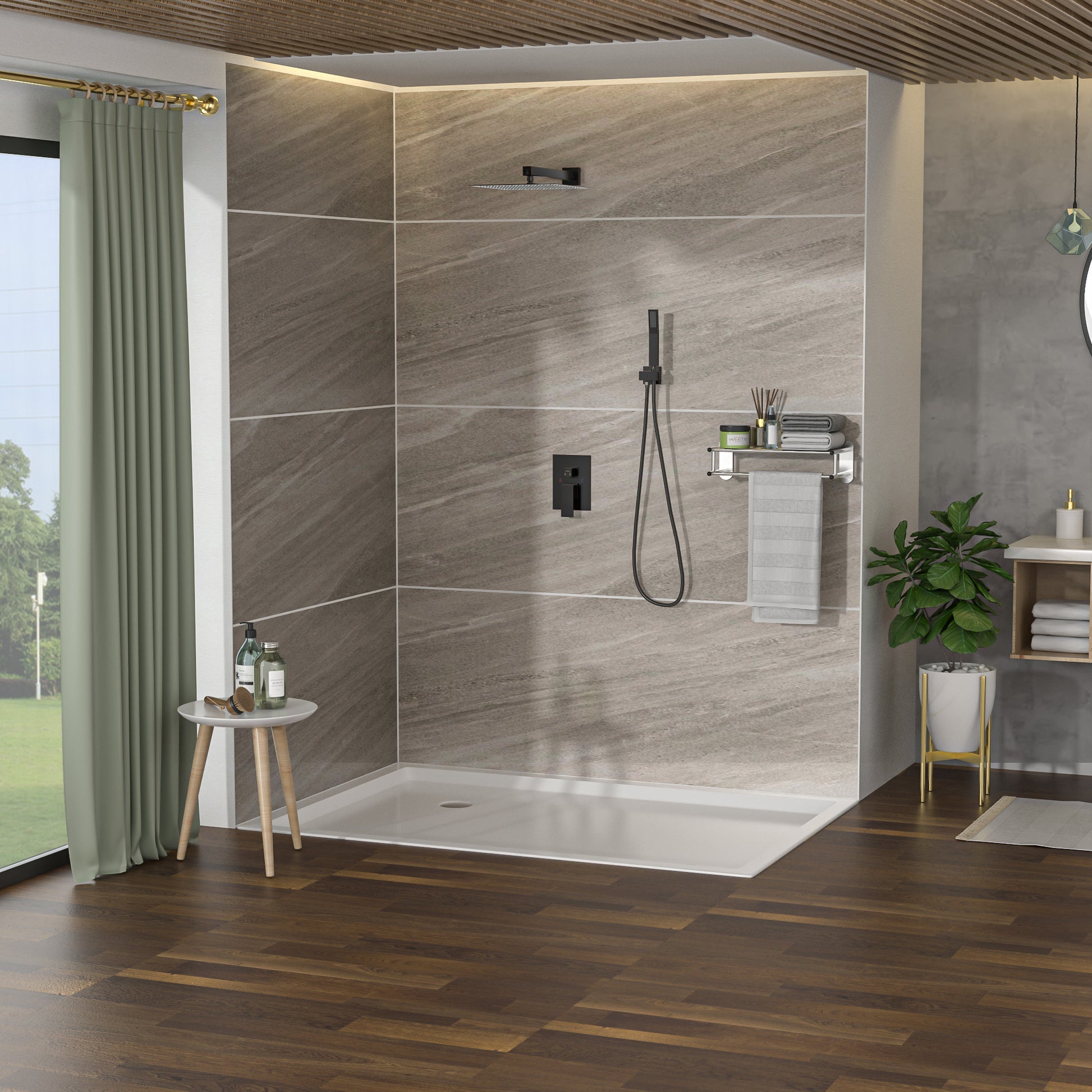 Dual Shower Head 10 Inch Wall Mounted Square Shower System With Rough In Valve, Oil Rubber Bronze Oil Rubbed Bronze Stainless Steel