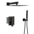 Dual Shower Head 10 Inch Wall Mounted Square Shower System With Rough In Valve, Oil Rubber Bronze Oil Rubbed Bronze Stainless Steel