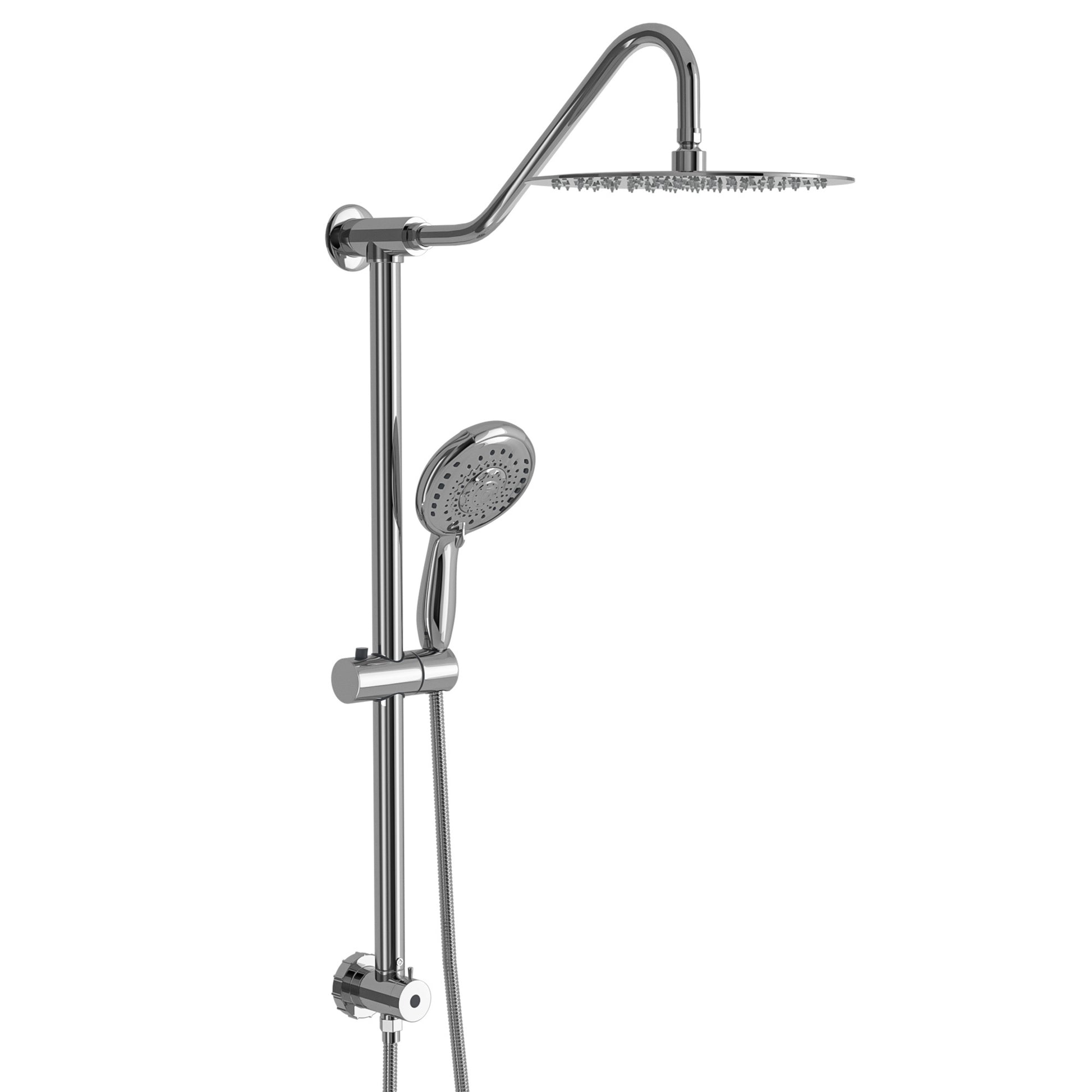 Shower Set 10Inch Overhead Shower And Hand Shower, Round Shower Set, Dual Shower Heads, Chrome Chrome Metal