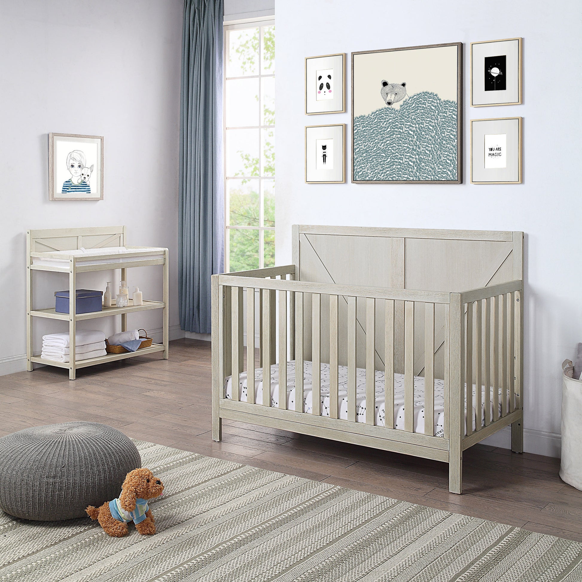 Barnside 4 In 1 Convertible Crib Washed Gray Grey Solid Wood