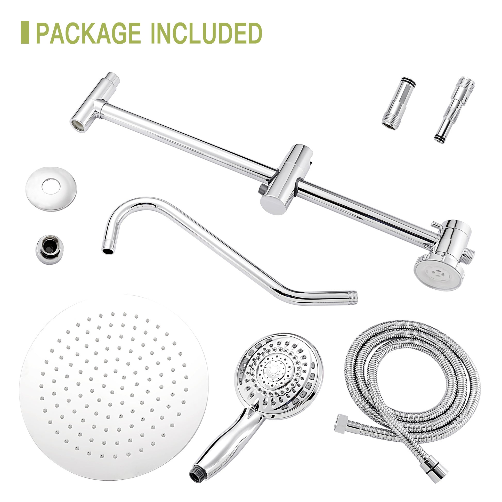 Shower Set 10Inch Overhead Shower And Hand Shower, Round Shower Set, Dual Shower Heads, Chrome Chrome Metal