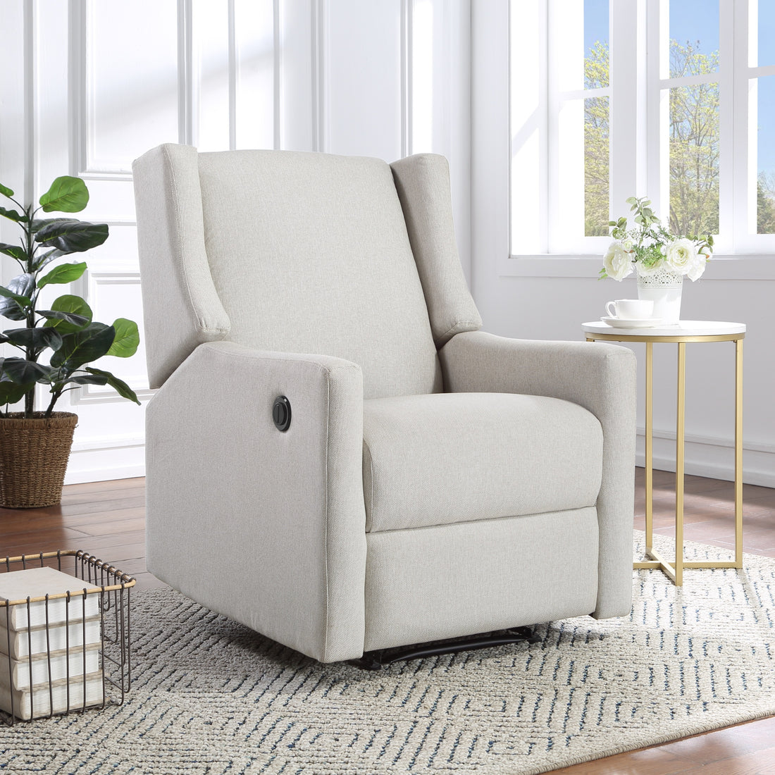 Pronto Power Recliner Buff Fabric Beige Polyester Polyester