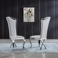 Unique Design Backrest Dining Chair With Stainless Steel Legs Set Of 2 White Leather