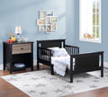 Connelly Reversible Panel Toddler Bed Black Vintage Walnut Black Solid Wood