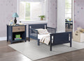 Connelly Reversible Panel Toddler Bed Midnight Blue Vintage Walnut Blue Solid Wood