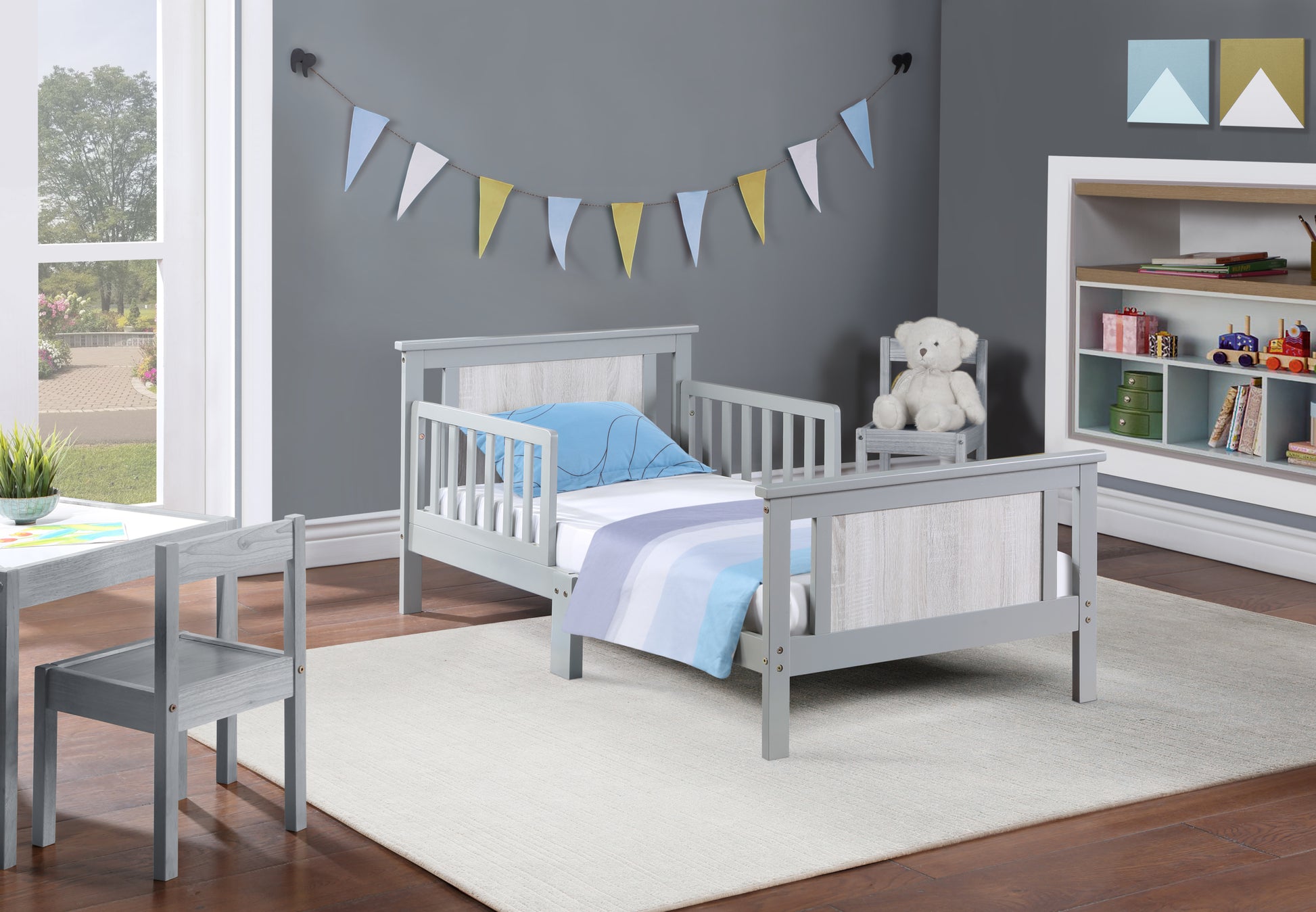 Connelly Reversible Panel Toddler Bed Gray Rockport Gray Gray Solid Wood