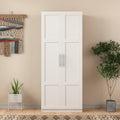 High Wardrobe And Kitchen Cabinet With 2 Doors And 3 Partitions To Separate 4 Storage Spaces,White White Mdf