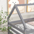 Twin Over Twin Loft Bed With Roof Design, Safety Guardrail, Ladder, Grey Grey Pine