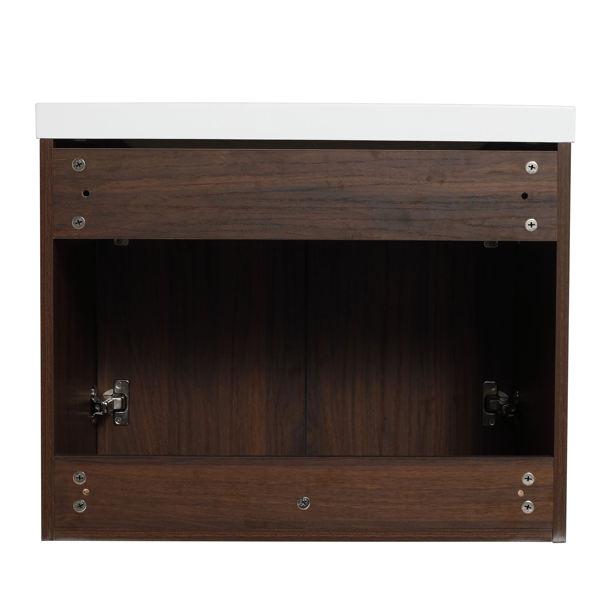 48 Inch Soft Close Doors Bathroom Vanity With Sink, Two Small Storage Shelves, 24" And 12" Combination Cabinet, Kd Packing California Walnut 2 2 Bathroom Wall Mounted Modern Plywood