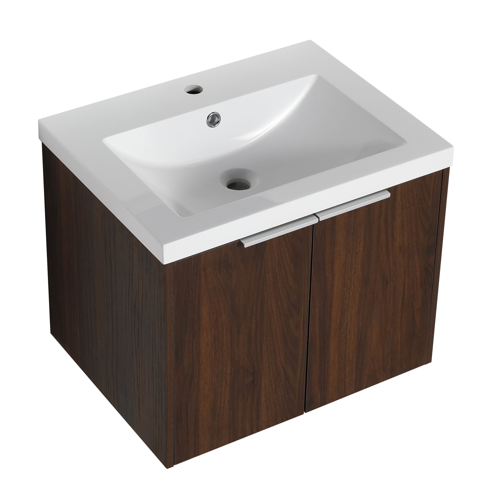 Bathroom Cabinet With Sink,Soft Close Doors,Float Mounting Design,24 Inch For Small Bathroom,24X18 00624Caw Kd Packing California Walnut Bathroom Modern Plywood Plywood