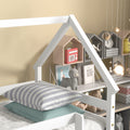 Twin Over Twin Loft Bed With Roof Design, Safety Guardrail, Ladder, White White Pine