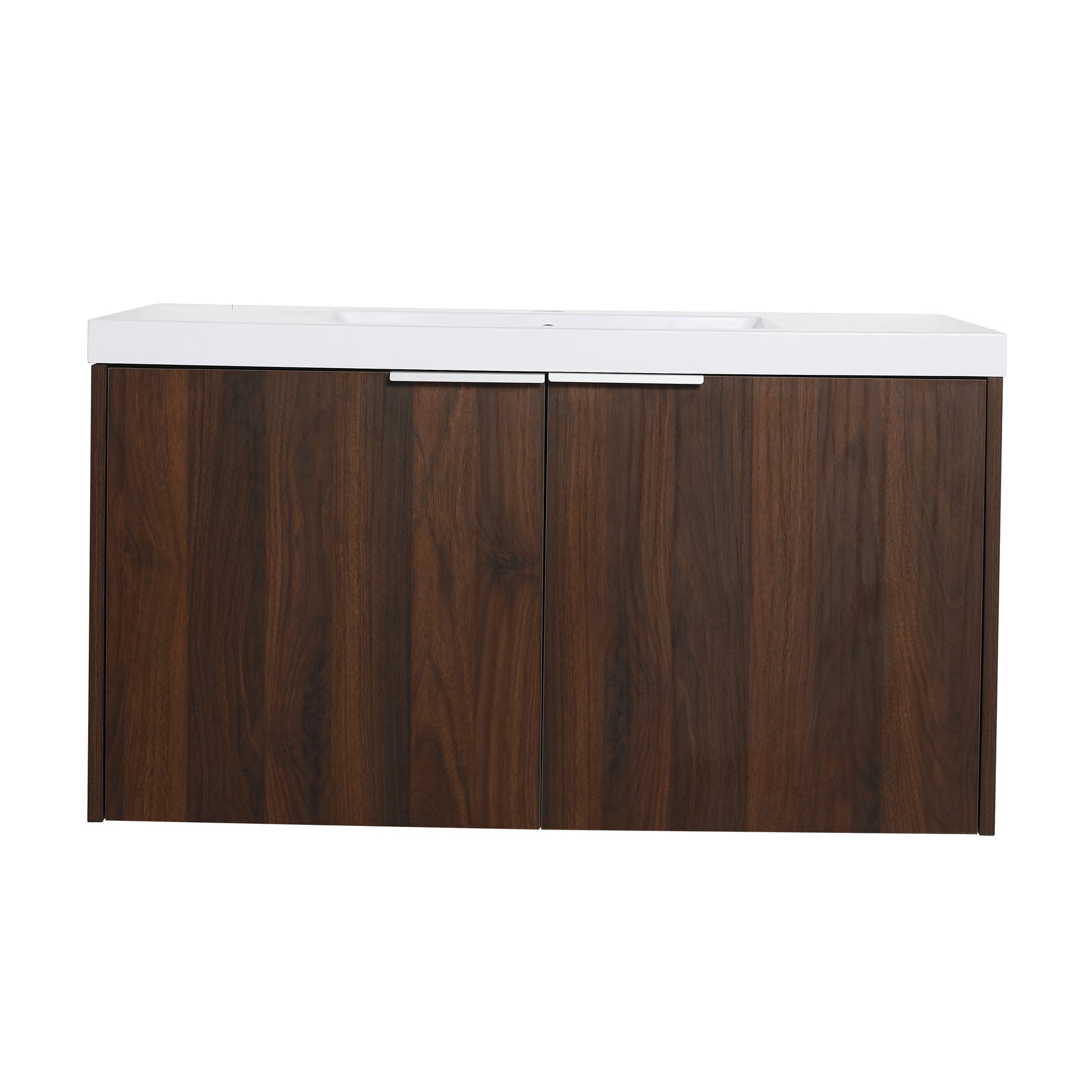 84 Inch Soft Close Doors Bathroom Vanity With Sink, A Small Storage Shelves, 36" And 12" Combination Cabinet, Kd Packing California Walnut 4 1 Bathroom Wall Mounted Modern Plywood