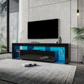 Modern Gloss Black Tv Stand For 80 Inch Tv20 Colors Led Tv Stand W Remote Control Lights Black Mdf