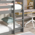 Twin Over Twin Loft Bed With Roof Design, Safety Guardrail, Ladder, Grey Grey Pine