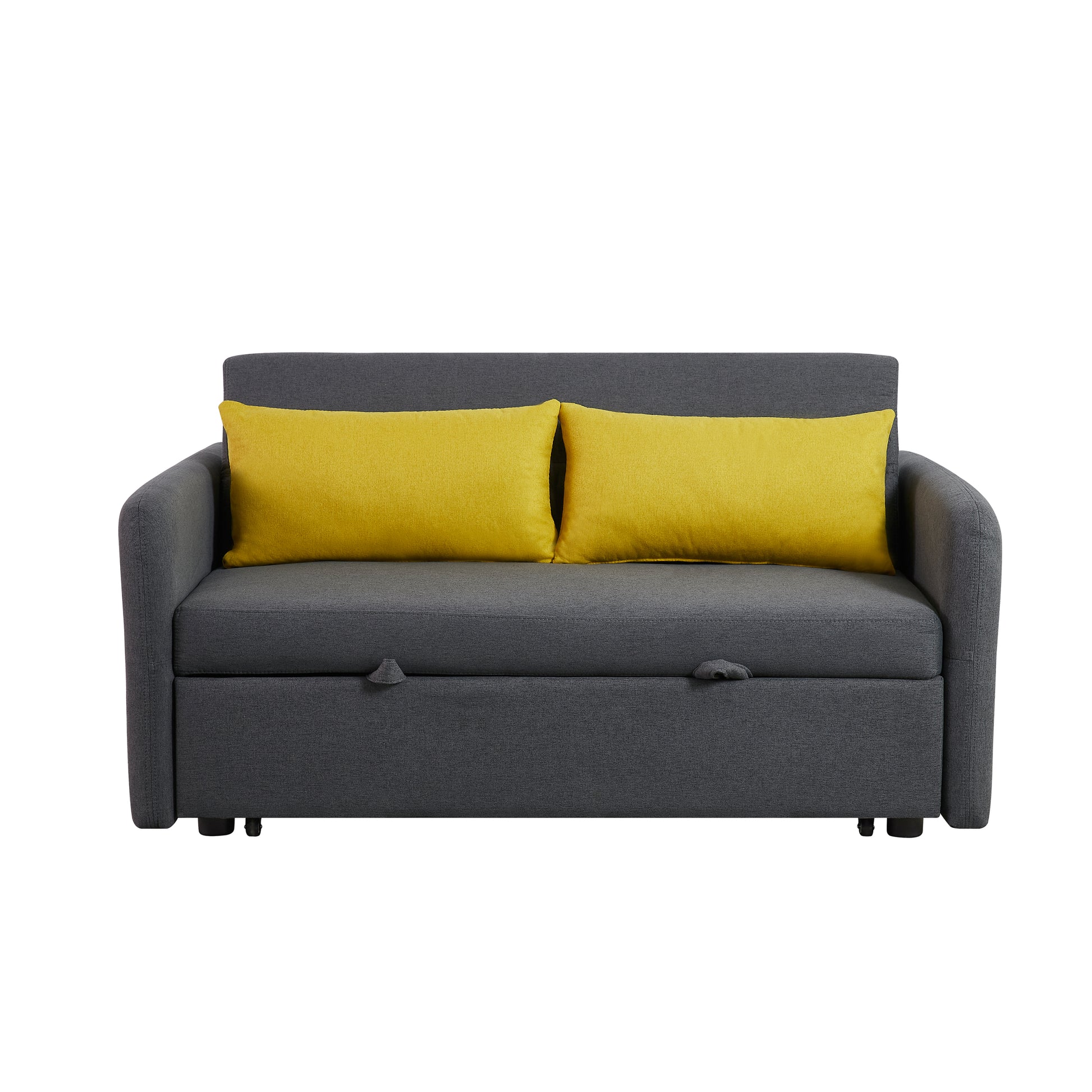 Twins Sofa Bed Grey Fabric Grey Foam Fabric