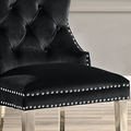 Modern Velvet Dining Chairs Set Of 2, Tufted Accent Upholstered Chairs Wingback Armless Side Chair Black Velvet