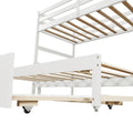 Twin Over Twin King Irregular King Size Bunk Bed With Twin Size Trundle, Extendable Bunk Bed White Old Sku :Lp000032Aak White Solid Wood