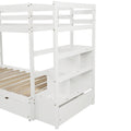 Twin Over Twin King Irregular King Size Bunk Bed With Twin Size Trundle, Extendable Bunk Bed White Old Sku :Lp000032Aak White Solid Wood