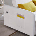 Twins Sofa Bed Cream White Fabric Cream White Foam Fabric