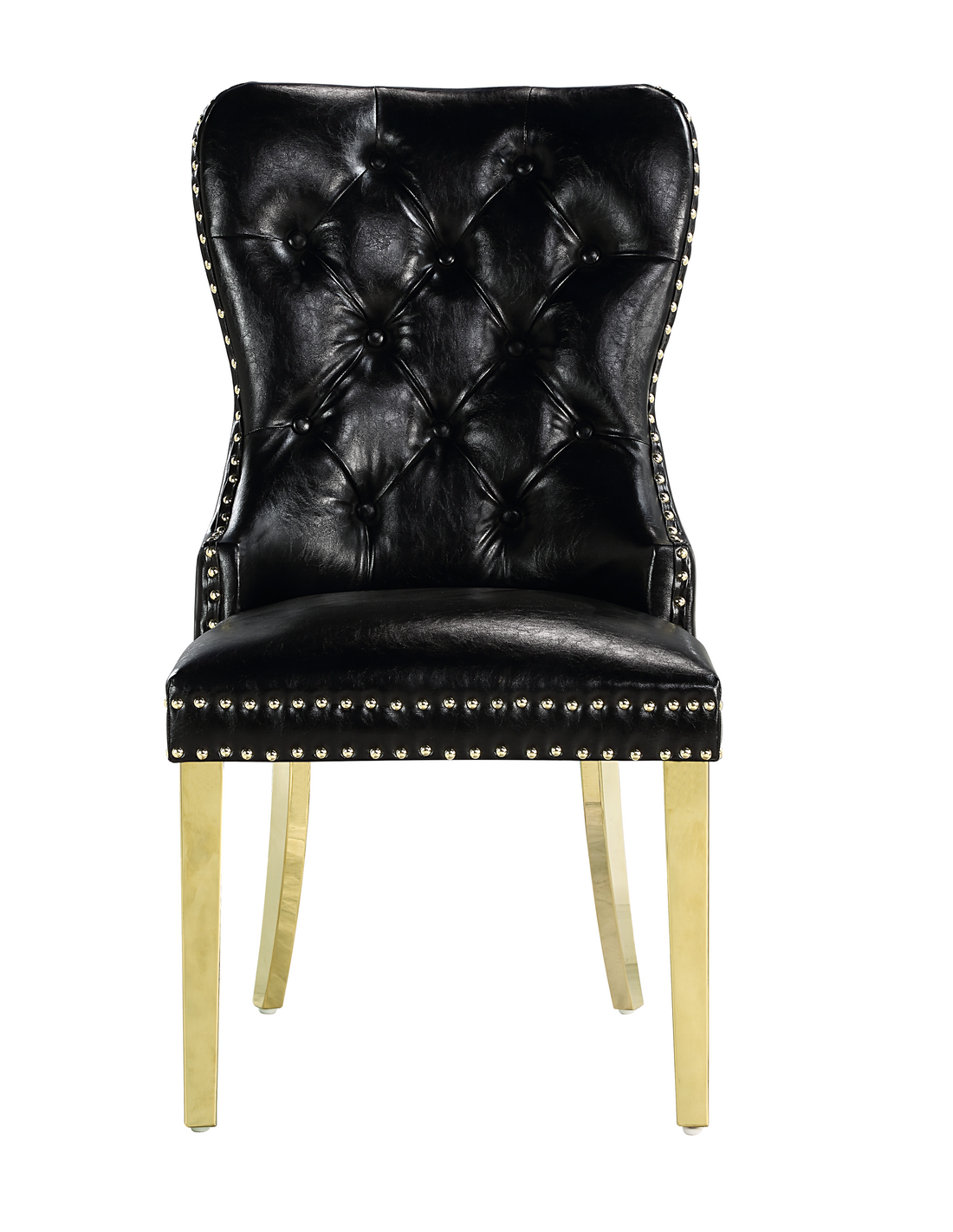 Moderndining Chairs Set Of 2, Tufted Accent Upholstered Chairs Wingback Armless Side Chair Black Leather