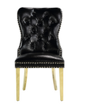 Moderndining Chairs Set Of 2, Tufted Accent Upholstered Chairs Wingback Armless Side Chair Black Leather
