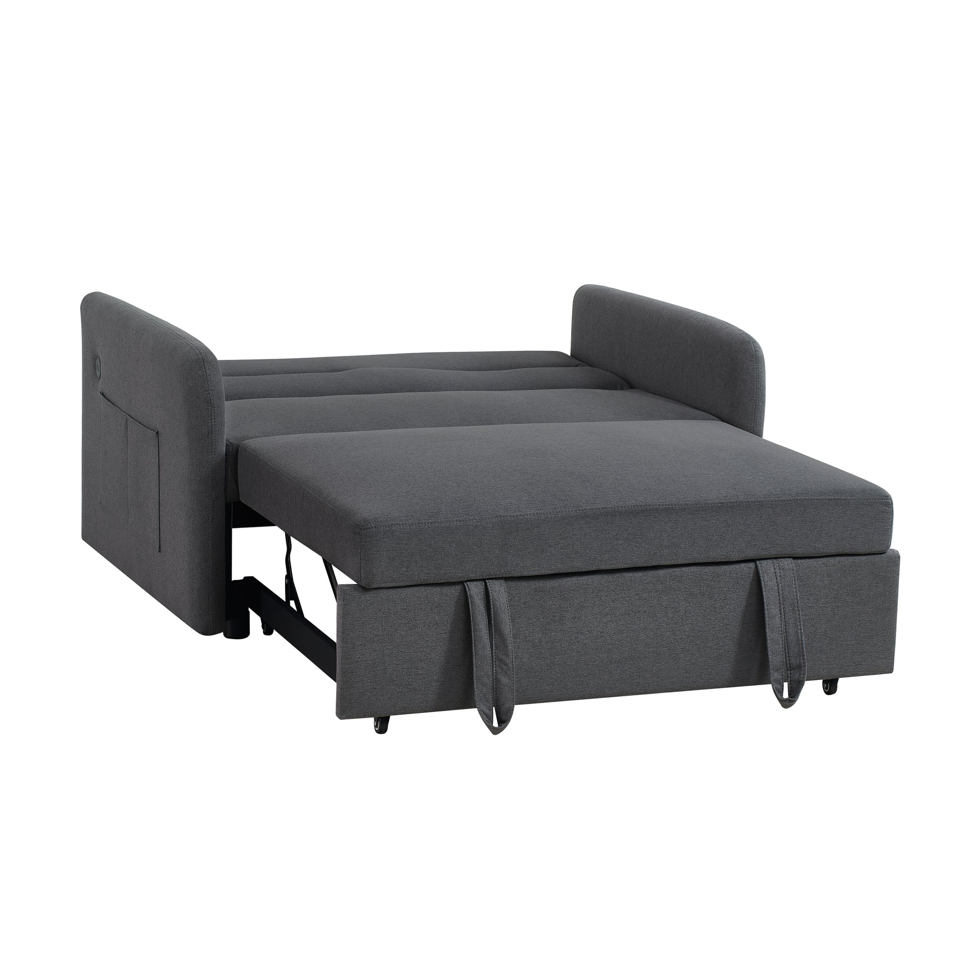 Twins Sofa Bed Grey Fabric Grey Foam Fabric