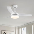 42 Inch Indoor White Ceiling Fan With Led Light Matte White Modern Abs Steel Q235 Abs Steel Q235