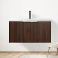 Modern Design 36 Inch Float Mounting Bathroom Vanity With Sink Soft Close Door,2 Doors 00636Caw Kd Packing California Walnut 2 Bathroom Wall Mounted Plywood Plywood