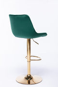 Set Of 2 Bar Stools,With Chrome Footrest And Base Swivel Height Adjustable Mechanical Lifting Velvet Golden Leg Simple Bar Stool Green Green Foam Fabric