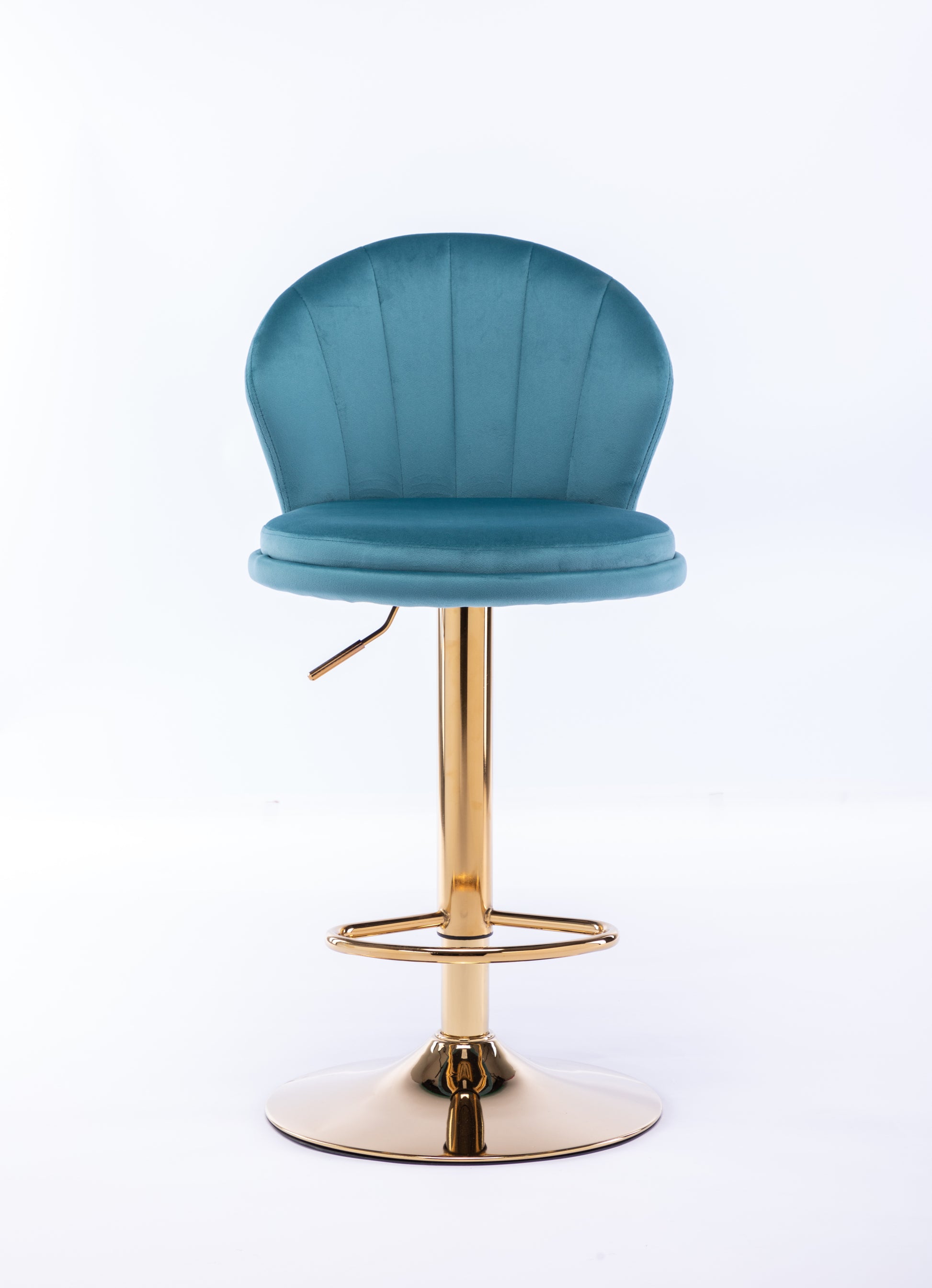 Set Of 2 Bar Stools,With Chrome Footrest And Base Swivel Height Adjustable Mechanical Lifting Velvet Golden Leg Simple Bar Stool Baby Blue Baby Blue Foam Fabric