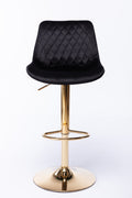 Set Of 2 Bar Stools,With Chrome Footrest And Base Swivel Height Adjustable Mechanical Lifting Velvet Golden Leg Simple Bar Stool Black Black Foam Fabric