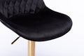 Set Of 2 Bar Stools,With Chrome Footrest And Base Swivel Height Adjustable Mechanical Lifting Velvet Golden Leg Simple Bar Stool Black Black Foam Fabric