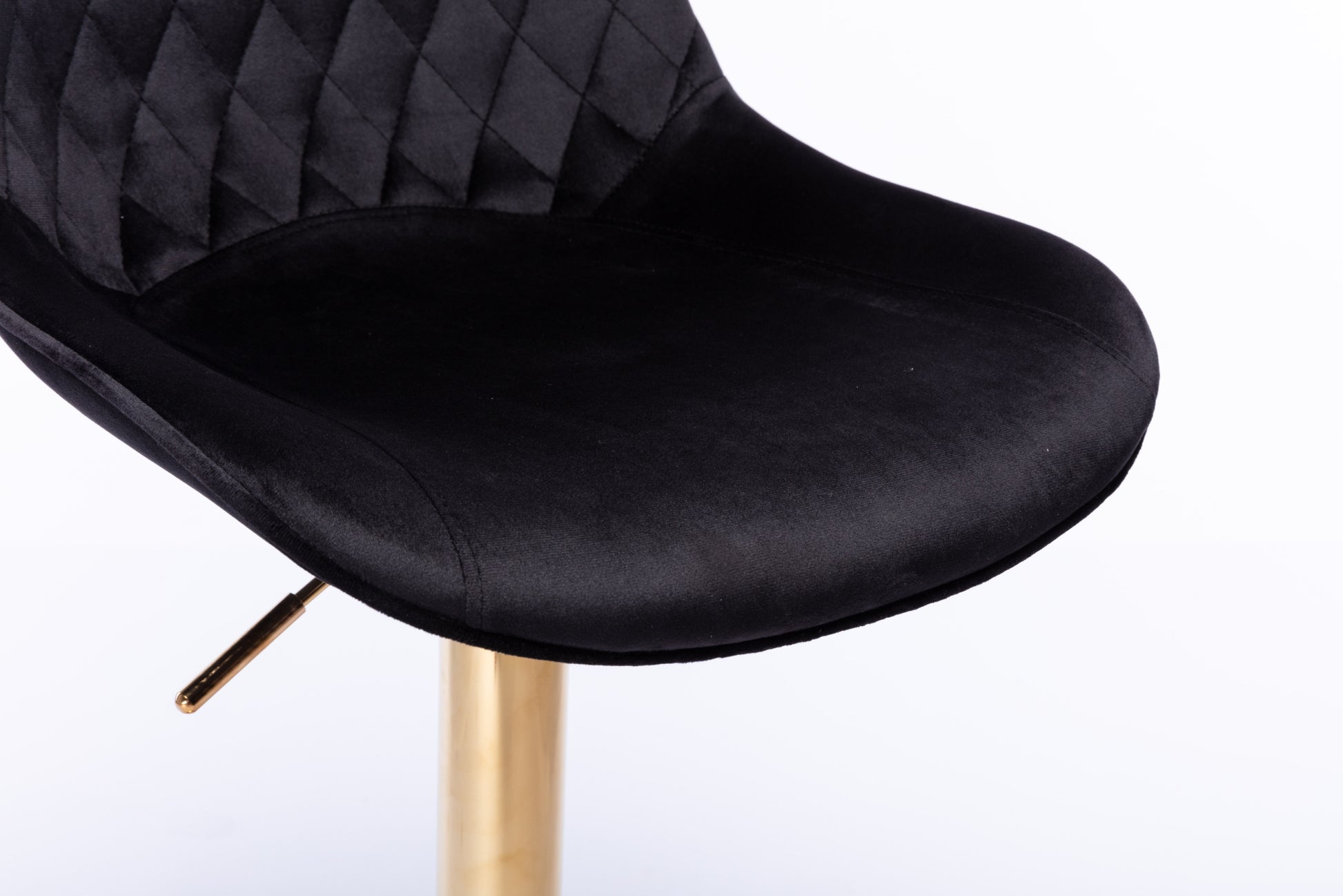 Set Of 2 Bar Stools,With Chrome Footrest And Base Swivel Height Adjustable Mechanical Lifting Velvet Golden Leg Simple Bar Stool Black Black Foam Fabric