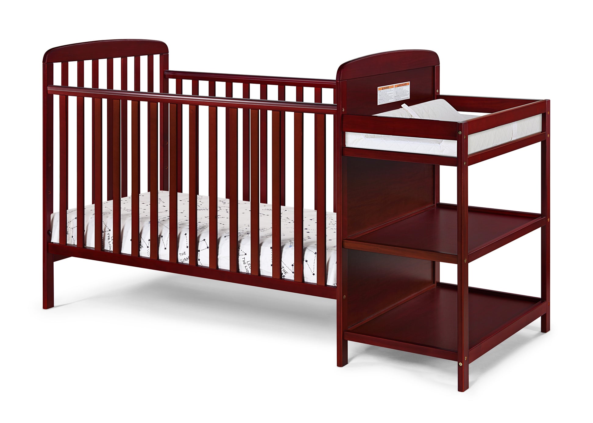 Ramsey Crib And Changer Combo Cherry Cherry Solid Wood