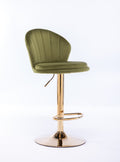 Set Of 2 Bar Stools,With Chrome Footrest And Base Swivel Height Adjustable Mechanical Lifting Velvet Golden Leg Simple Bar Stool Light Green Light Green Foam Fabric