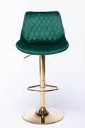 Set Of 2 Bar Stools,With Chrome Footrest And Base Swivel Height Adjustable Mechanical Lifting Velvet Golden Leg Simple Bar Stool Green Green Foam Fabric