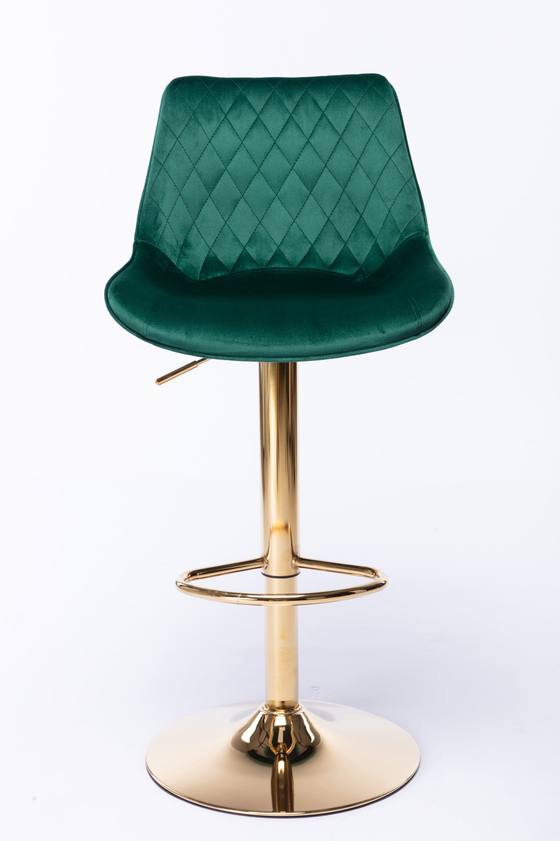 Set Of 2 Bar Stools,With Chrome Footrest And Base Swivel Height Adjustable Mechanical Lifting Velvet Golden Leg Simple Bar Stool Green Green Foam Fabric