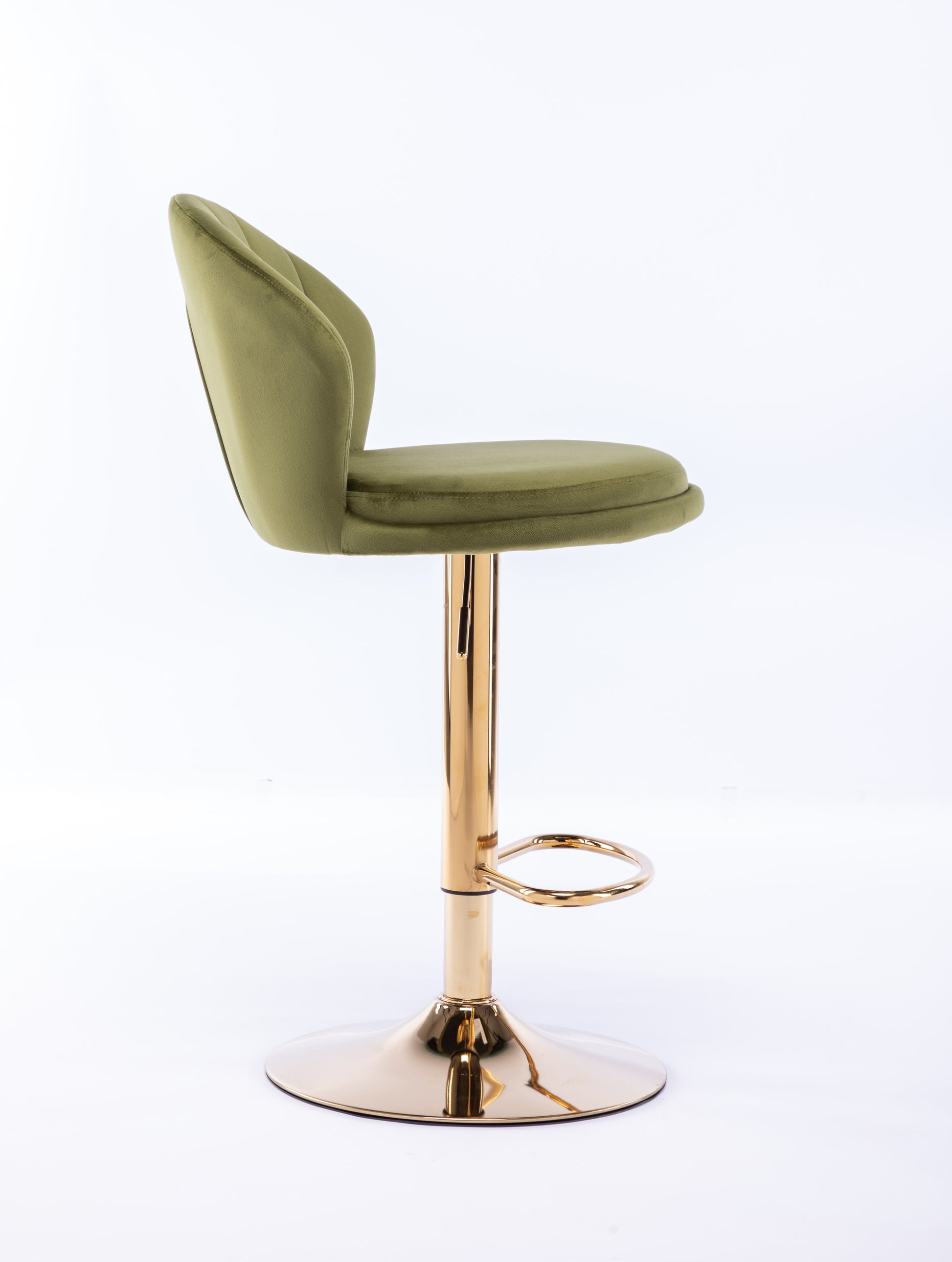Set Of 2 Bar Stools,With Chrome Footrest And Base Swivel Height Adjustable Mechanical Lifting Velvet Golden Leg Simple Bar Stool Light Green Light Green Foam Fabric