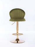 Set Of 2 Bar Stools,With Chrome Footrest And Base Swivel Height Adjustable Mechanical Lifting Velvet Golden Leg Simple Bar Stool Light Green Light Green Foam Fabric
