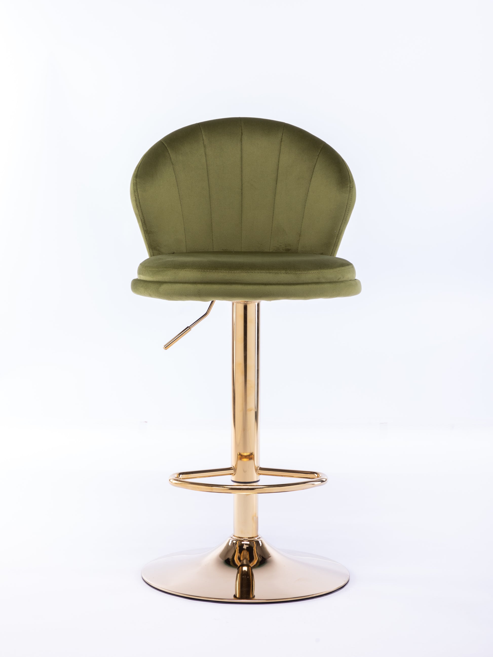 Set Of 2 Bar Stools,With Chrome Footrest And Base Swivel Height Adjustable Mechanical Lifting Velvet Golden Leg Simple Bar Stool Light Green Light Green Foam Fabric