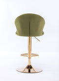 Set Of 2 Bar Stools,With Chrome Footrest And Base Swivel Height Adjustable Mechanical Lifting Velvet Golden Leg Simple Bar Stool Light Green Light Green Foam Fabric