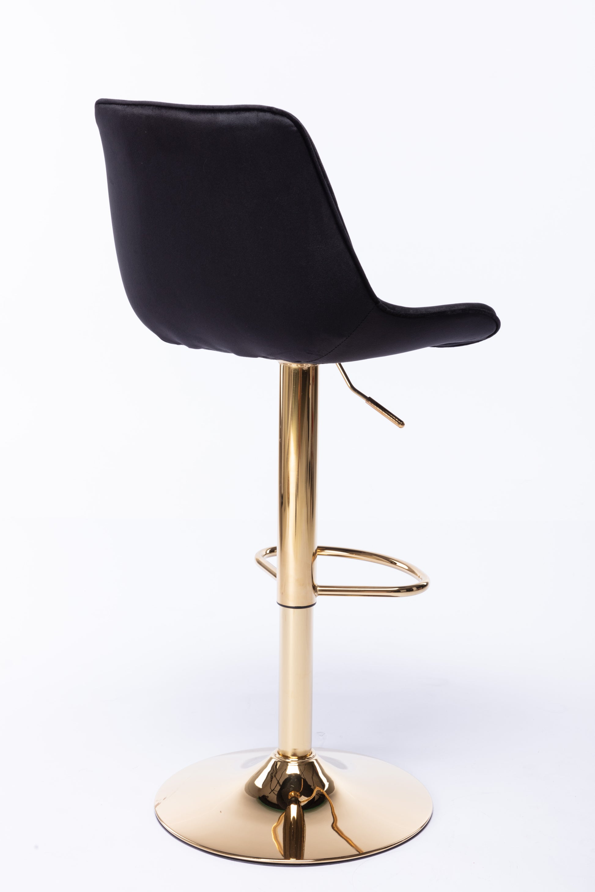 Set Of 2 Bar Stools,With Chrome Footrest And Base Swivel Height Adjustable Mechanical Lifting Velvet Golden Leg Simple Bar Stool Black Black Foam Fabric