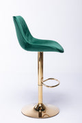 Set Of 2 Bar Stools,With Chrome Footrest And Base Swivel Height Adjustable Mechanical Lifting Velvet Golden Leg Simple Bar Stool Green Green Foam Fabric